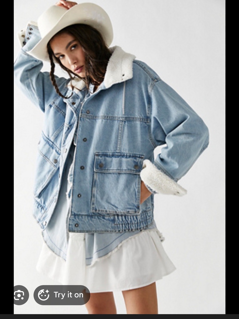 Free People Ariel Cozy Denim Bomber